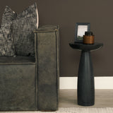 Bellancia Nero Black Marquina Marble Pedestal Side Table by Mercana at Eve Furniture