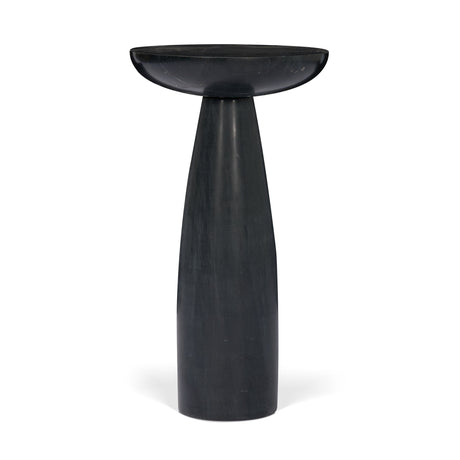 Bellancia Nero Black Marquina Marble Pedestal Side Table by Mercana at Eve Furniture