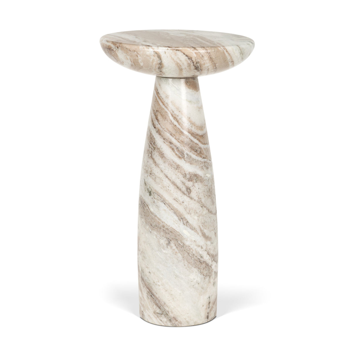 Bellancia Rosa Pink Marble Pedestal Side Table by Mercana at Eve Furniture