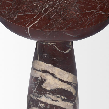 Bellancia Rosso Red Levanto Marble Pedastal Side Table by Mercana at Eve Furniture