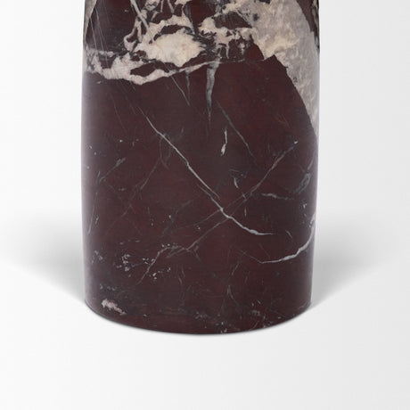 Bellancia Rosso Red Levanto Marble Pedastal Side Table by Mercana at Eve Furniture