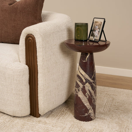 Bellancia Rosso Red Levanto Marble Pedastal Side Table by Mercana at Eve Furniture
