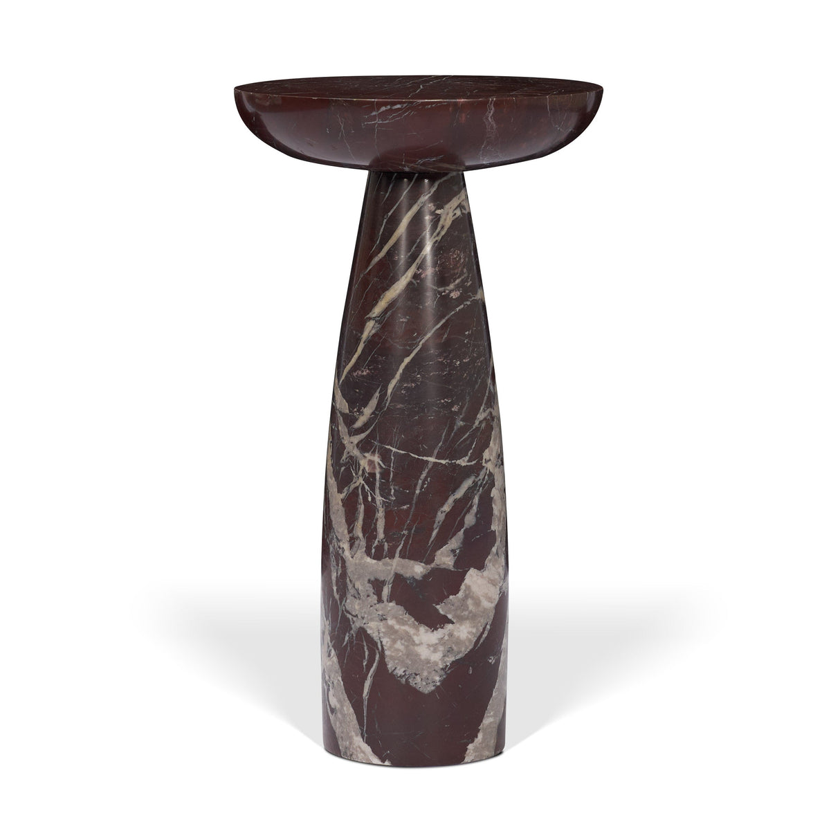 Bellancia Rosso Red Levanto Marble Pedastal Side Table by Mercana at Eve Furniture