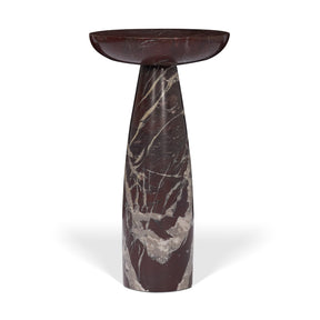Bellancia Rosso Red Levanto Marble Pedastal Side Table by Mercana at Eve Furniture