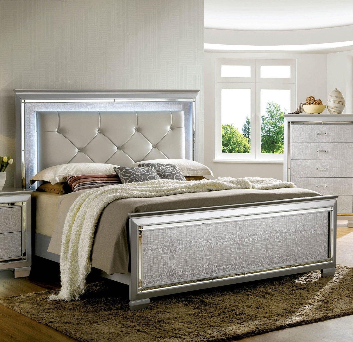 Bellanova Silver California King Bed by Furniture of America at Eve Furniture