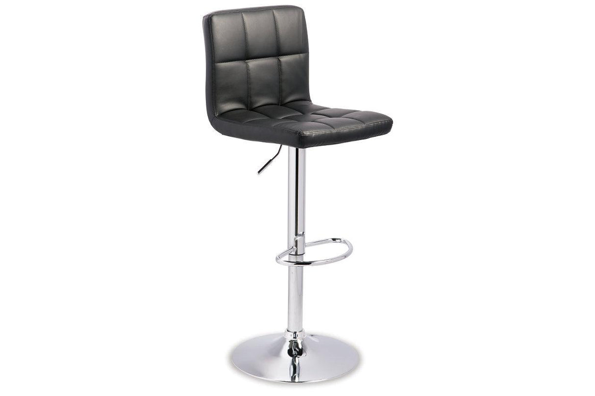 Bellatier Black/Chrome Finish Adjustable Height Barstool, Set of 2 by Ashley at Eve Furniture