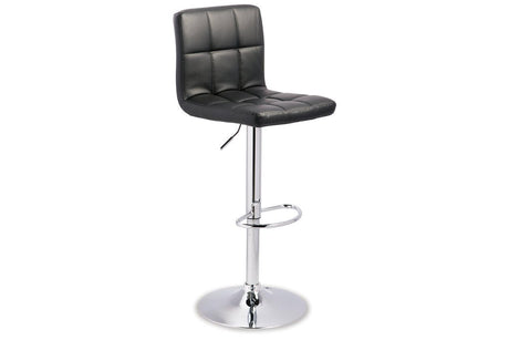 Bellatier Black/Chrome Finish Adjustable Height Barstool, Set of 2 by Ashley at Eve Furniture