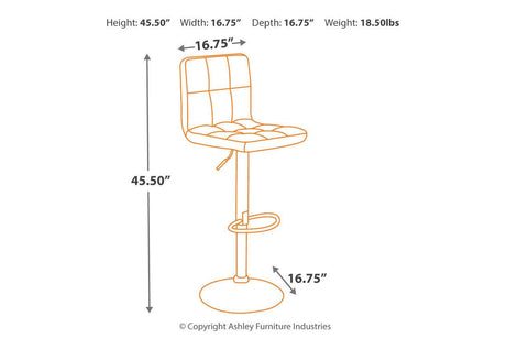 Bellatier Black/Chrome Finish Adjustable Height Barstool, Set of 2 by Ashley at Eve Furniture