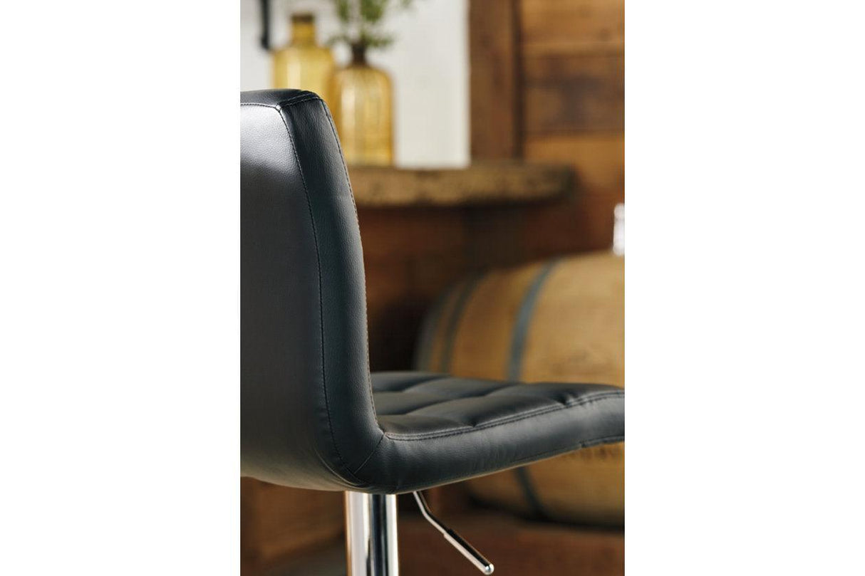 Bellatier Black/Chrome Finish Adjustable Height Barstool, Set of 2 by Ashley at Eve Furniture