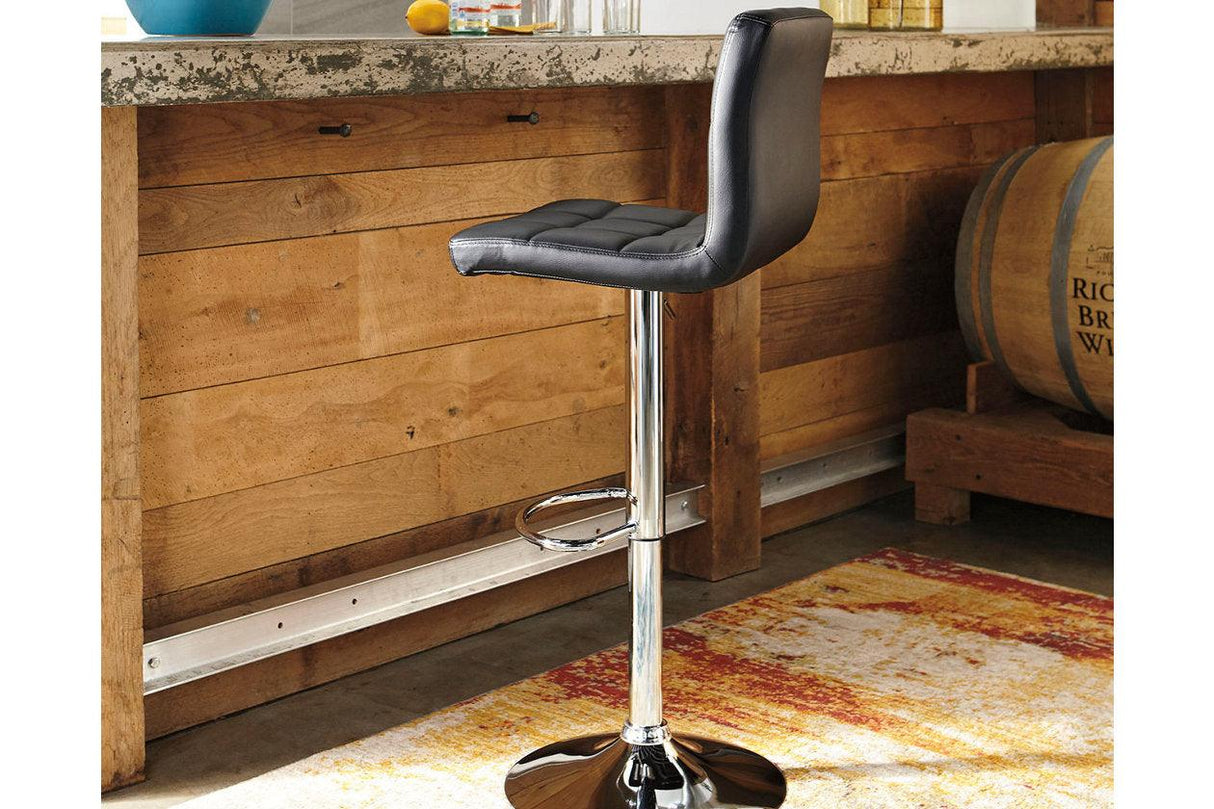 Bellatier Black/Chrome Finish Adjustable Height Barstool, Set of 2 by Ashley at Eve Furniture
