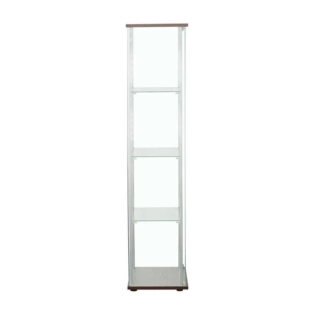 Bellatrix Cappuccino/Clear Rectangular 4-Shelf Curio Cabinet by Coaster at Eve Furniture