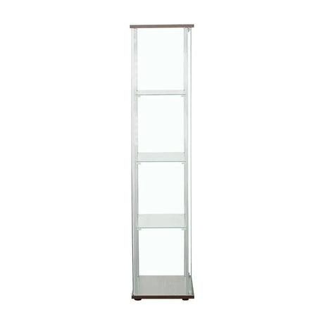 Bellatrix Cappuccino/Clear Rectangular 4-Shelf Curio Cabinet by Coaster at Eve Furniture