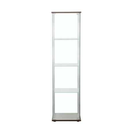 Bellatrix Cappuccino/Clear Rectangular 4-Shelf Curio Cabinet by Coaster at Eve Furniture
