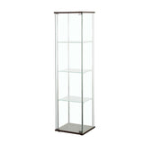 Bellatrix Cappuccino/Clear Rectangular 4-Shelf Curio Cabinet by Coaster at Eve Furniture
