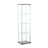 Bellatrix Cappuccino/Clear Rectangular 4-Shelf Curio Cabinet by Coaster at Eve Furniture