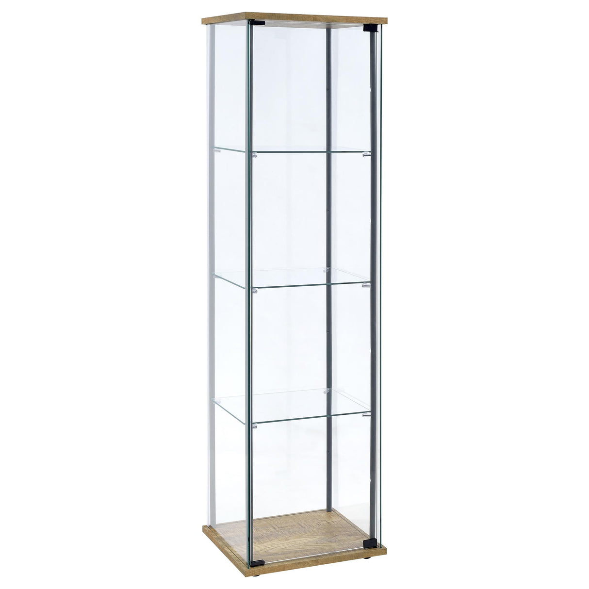 Bellatrix Mango 3-shelf Clear Glass Curio Cabinet by Coaster at Eve Furniture