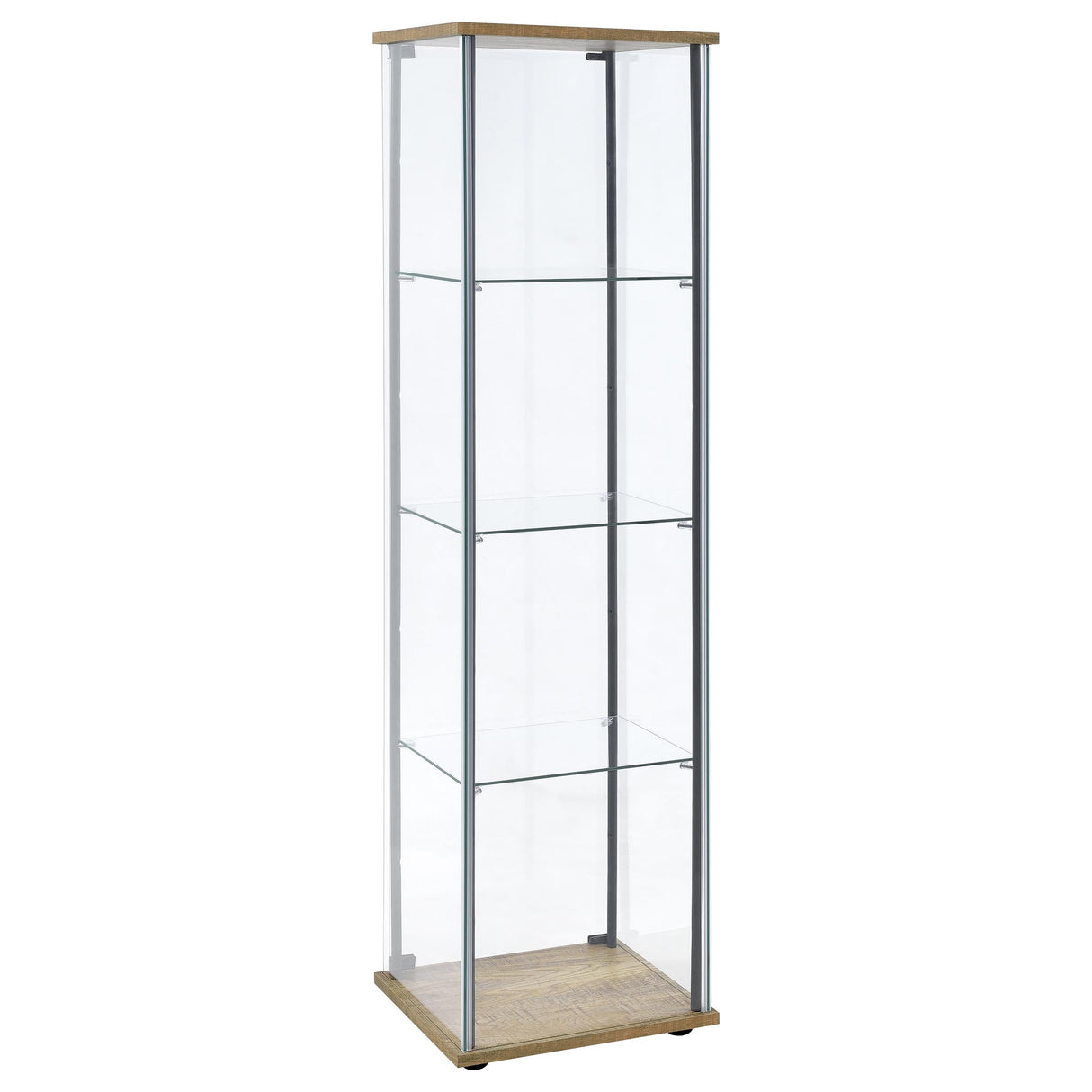 Bellatrix Mango 3-shelf Clear Glass Curio Cabinet by Coaster at Eve Furniture