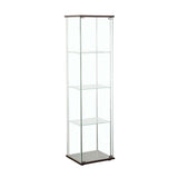 Bellatrix Cappuccino/Clear Rectangular 4-Shelf Curio Cabinet