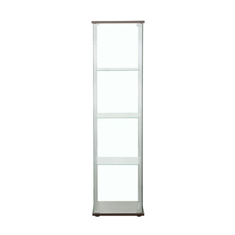 Bellatrix Cappuccino/Clear Rectangular 4-Shelf Curio Cabinet