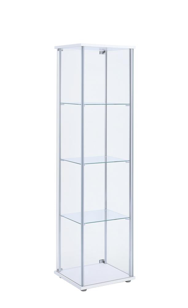 Bellatrix White/Clear Rectangular 4-Shelf Curio Cabinet