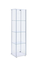 Bellatrix White/Clear Rectangular 4-Shelf Curio Cabinet