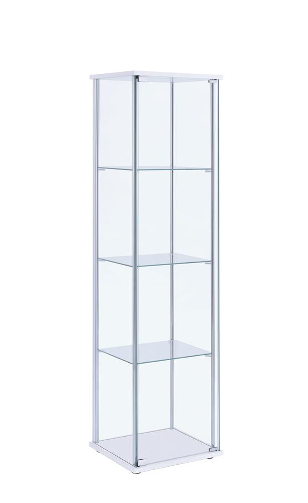 Bellatrix White/Clear Rectangular 4-Shelf Curio Cabinet