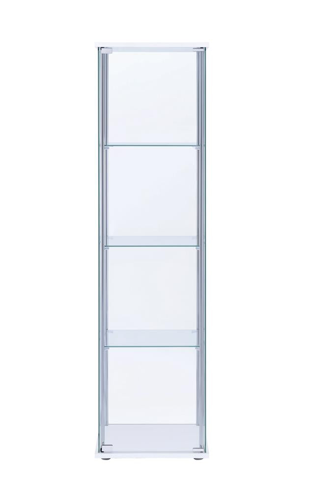 Bellatrix White/Clear Rectangular 4-Shelf Curio Cabinet