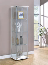 Bellatrix White/Clear Rectangular 4-Shelf Curio Cabinet by Coaster at Eve Furniture