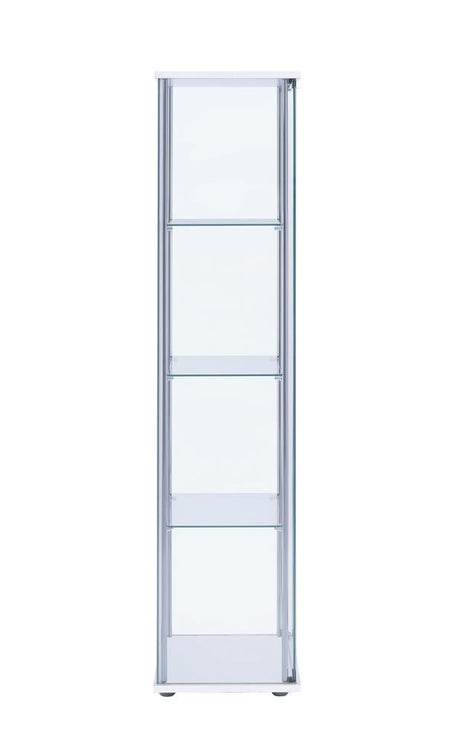 Bellatrix White/Clear Rectangular 4-Shelf Curio Cabinet by Coaster at Eve Furniture