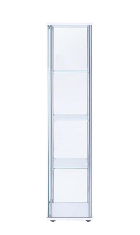 Bellatrix White/Clear Rectangular 4-Shelf Curio Cabinet by Coaster at Eve Furniture