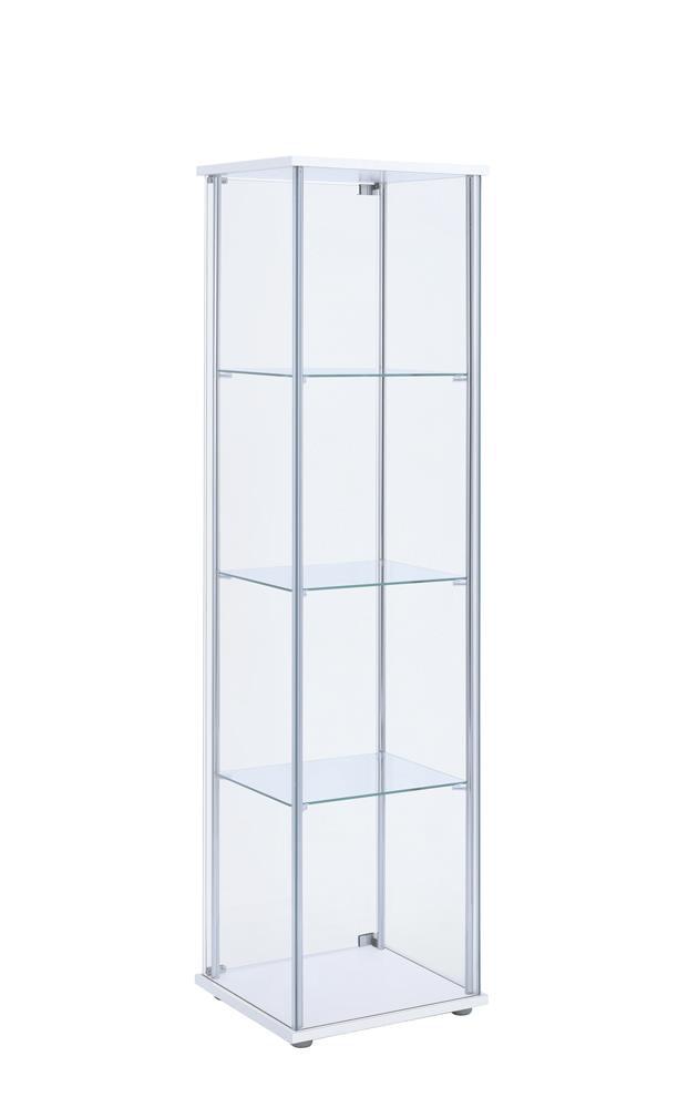 Bellatrix White/Clear Rectangular 4-Shelf Curio Cabinet by Coaster at Eve Furniture