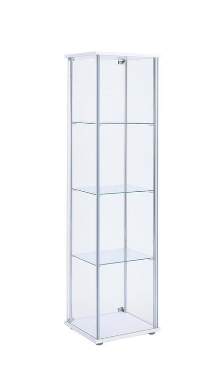 Bellatrix White/Clear Rectangular 4-Shelf Curio Cabinet by Coaster at Eve Furniture