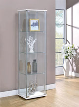 Bellatrix White/Clear Rectangular 4-Shelf Curio Cabinet by Coaster at Eve Furniture
