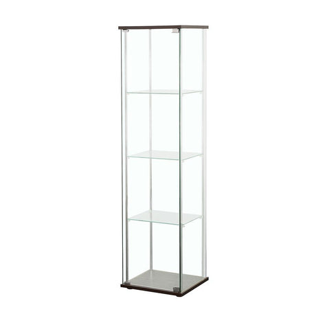 Bellatrix Cappuccino/Clear Rectangular 4-Shelf Curio Cabinet by Coaster at Eve Furniture