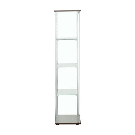 Bellatrix Cappuccino/Clear Rectangular 4-Shelf Curio Cabinet by Coaster at Eve Furniture