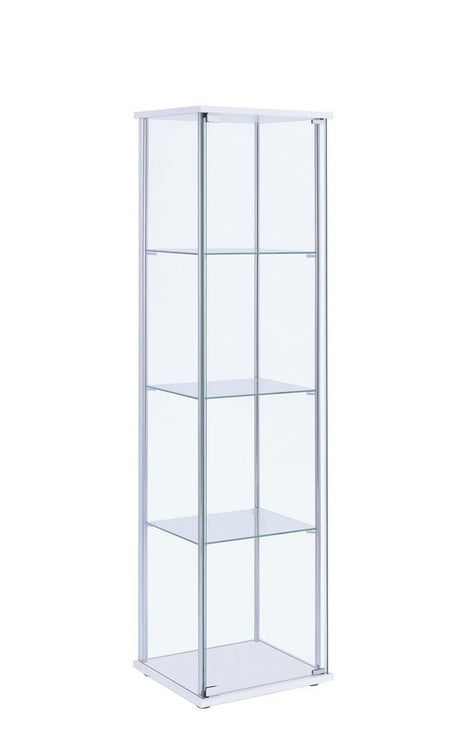 Bellatrix White/Clear Rectangular 4-Shelf Curio Cabinet by Coaster at Eve Furniture