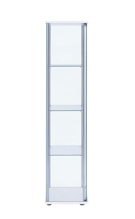 Bellatrix White/Clear Rectangular 4-Shelf Curio Cabinet by Coaster at Eve Furniture