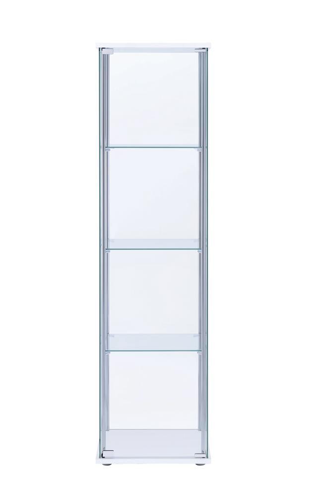 Bellatrix White/Clear Rectangular 4-Shelf Curio Cabinet by Coaster at Eve Furniture