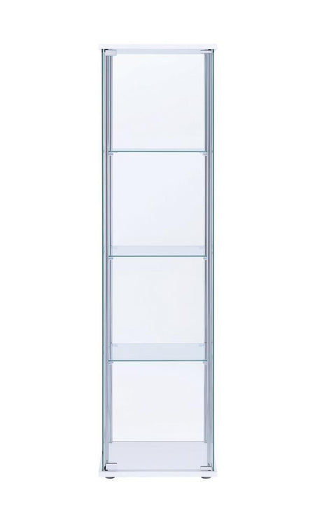 Bellatrix White/Clear Rectangular 4-Shelf Curio Cabinet by Coaster at Eve Furniture