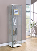 Bellatrix White/Clear Rectangular 4-Shelf Curio Cabinet by Coaster at Eve Furniture