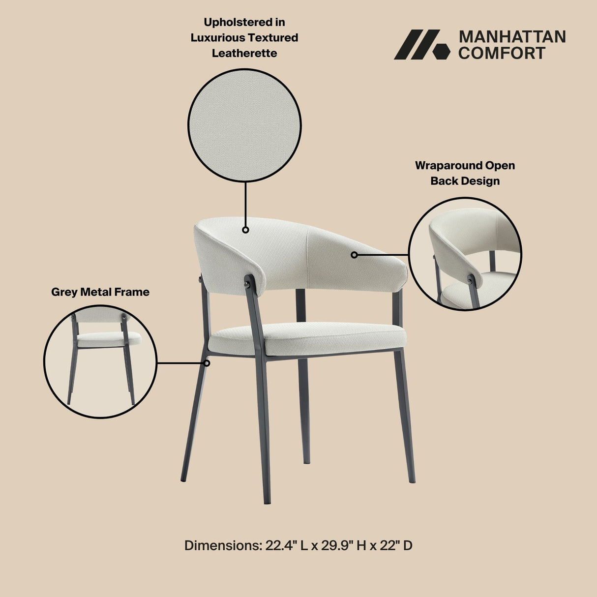Belle Dining Chair in Oatmeal by Manhattan Comfort at Eve Furniture