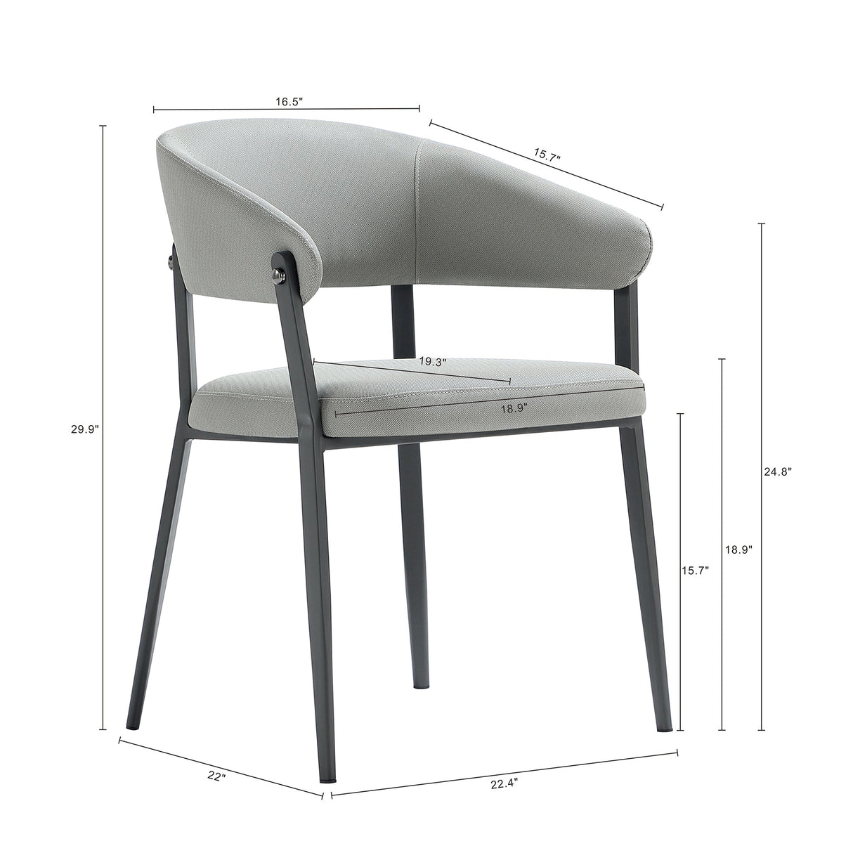 Belle Dining Chair in Stone Grey by Manhattan Comfort at Eve Furniture