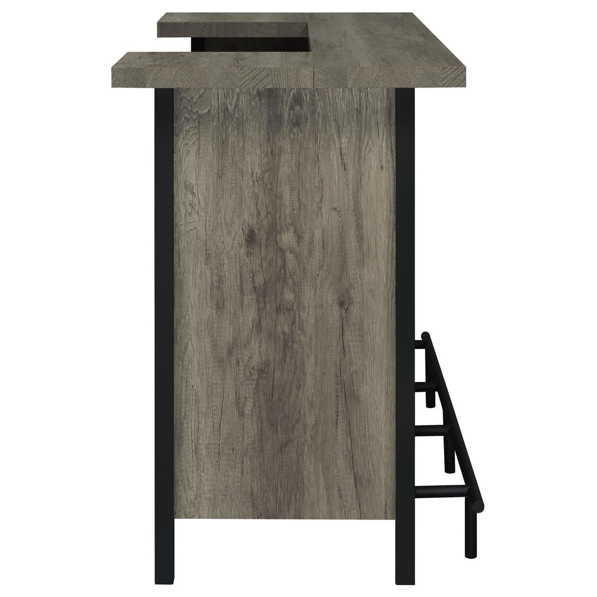 Bellemore Gray Driftwood/Black Bar Unit with Footrest