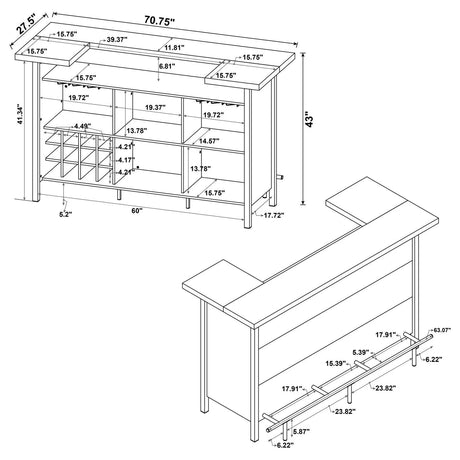 Bellemore Gray Driftwood and Black Bar Unit with Footrest by Coaster at Eve Furniture