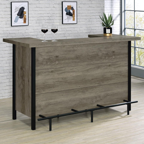 Bellemore Gray Driftwood and Black Bar Unit with Footrest by Coaster at Eve Furniture
