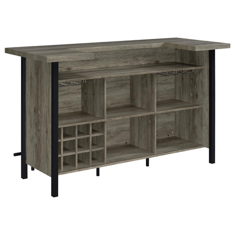 Bellemore Gray Driftwood and Black Bar Unit with Footrest by Coaster at Eve Furniture