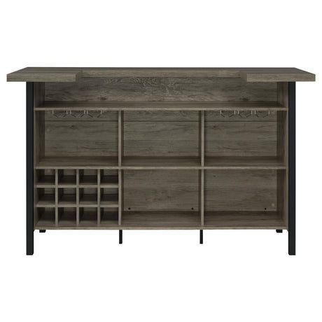 Bellemore Gray Driftwood and Black Bar Unit with Footrest by Coaster at Eve Furniture