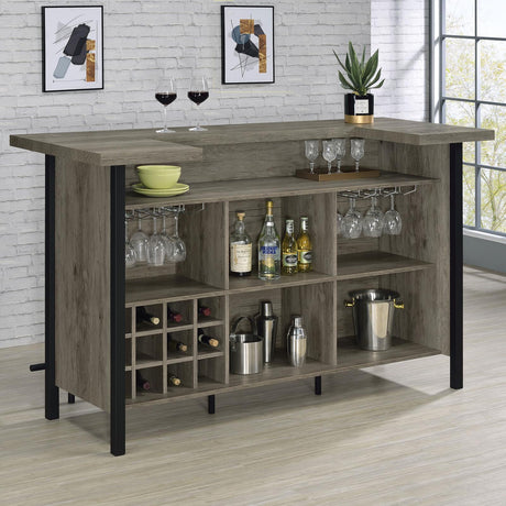 Bellemore Gray Driftwood and Black Bar Unit with Footrest by Coaster at Eve Furniture