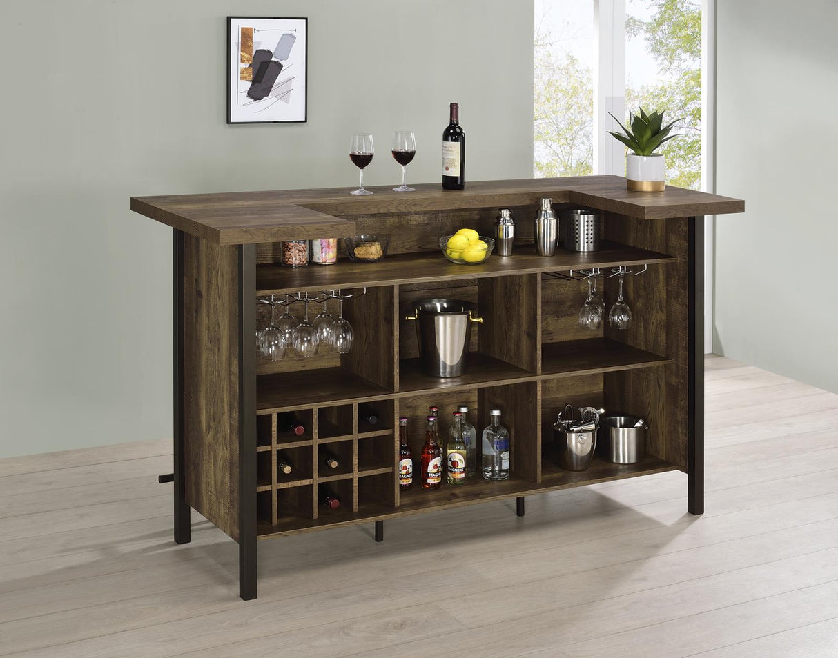 Bellemore Rustic Oak Rectangular Storage Bar Unit