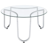 Beller Chrome 2-piece Round Tempered Glass Top Coffee Table Set by Coaster at Eve Furniture